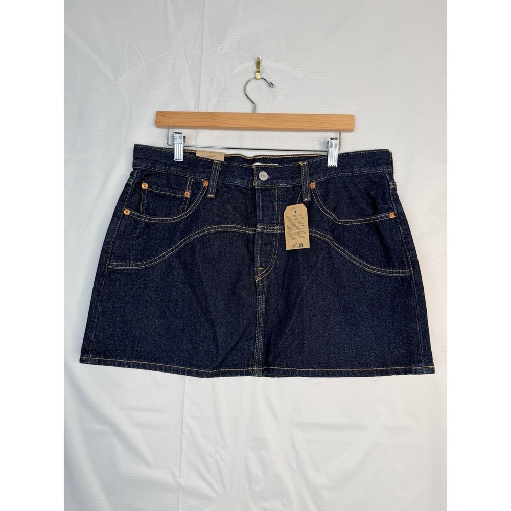Levi's Icon Denim Mini‎ Skirt Dark Wash Button Fly NWT Mid Rise  waist 30